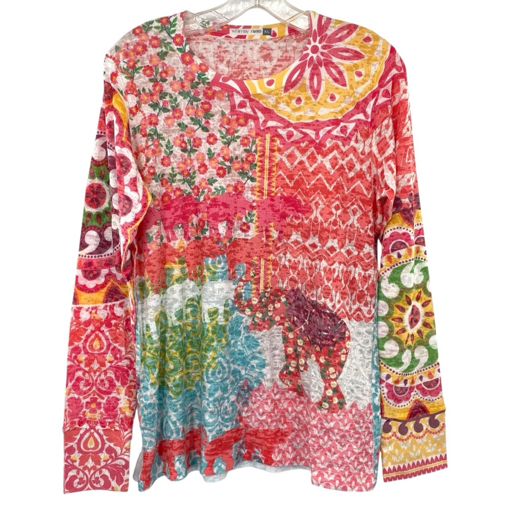 Sundance Whimsy Rose Elephant Ikat Baby Waffle Thermal Shirt
